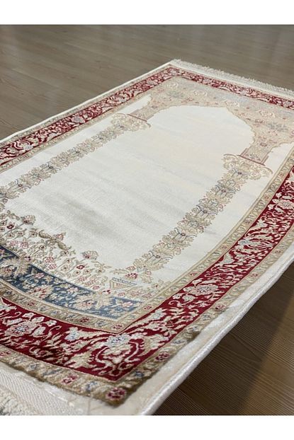 Somtas Hali Ipek Seccade Parlak Ozel Tezgah Namazla Krem Bordo Seccade Fiyati Yorumlari Trendyol
