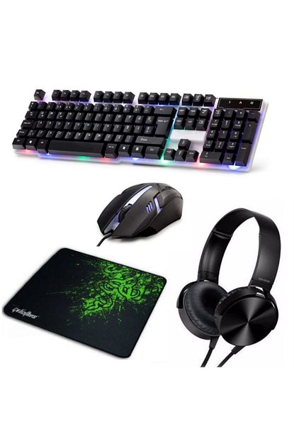 4in1 rgb klavye mause razer pad kulaklik esport oyuncu gaming set