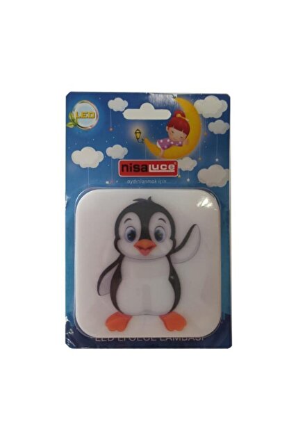 Nisa Luce Penguen Desenli Ledli Gece Lambasi Kirmizi Trendyol