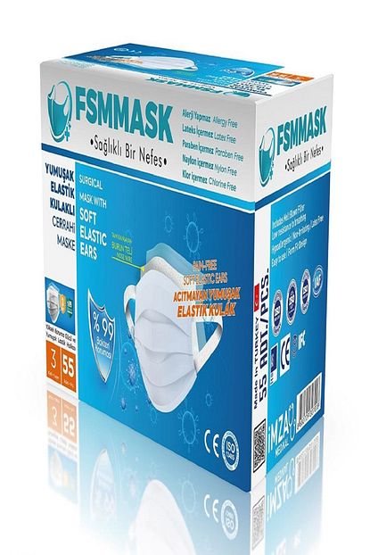fsm mask meltblown filtreli yumusak elastik kulakli yeni nesil 3 katmanli burun telli maske 55 adet fiyati yorumlari trendyol