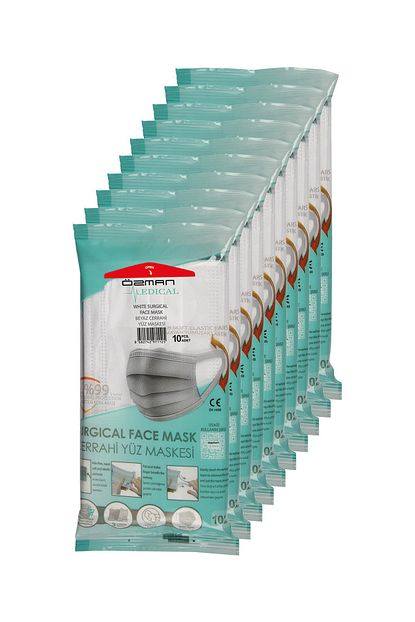 Ozman Medical Acilir Kapanir 10 Lu Ambalajli Genis Lastikli Uc Katli Telli Meltblownlu Beyaz Maske 100 Adet Fiyati Yorumlari Trendyol