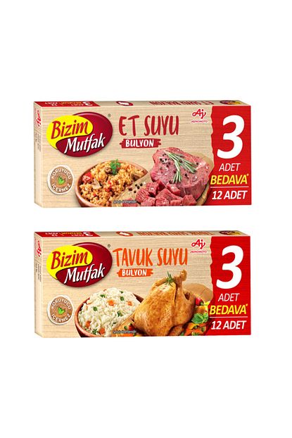 bizim mutfak et suyu tavuk suyu bulyon 12 li 120 gr 2 li paket fiyati yorumlari trendyol