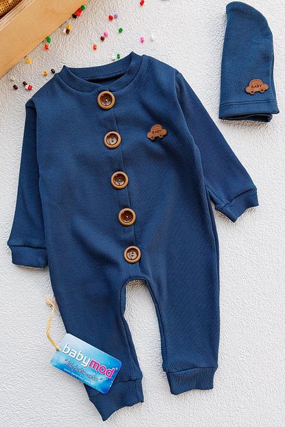 babymod erkek bebek lacivert dugmeli sapkali tulum fiyati yorumlari trendyol