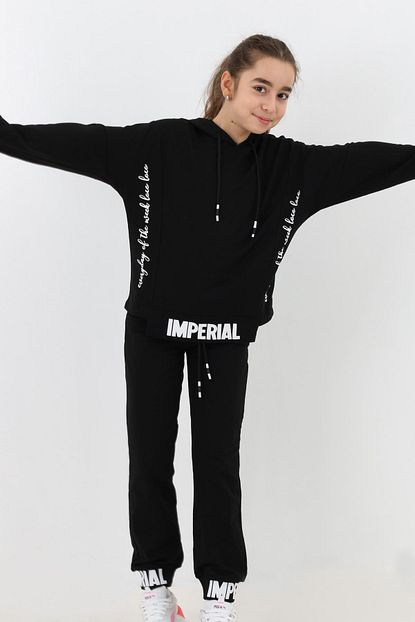 enisena siyah kiz cocuk kapsonlu sweatshirt takim fiyati yorumlari trendyol
