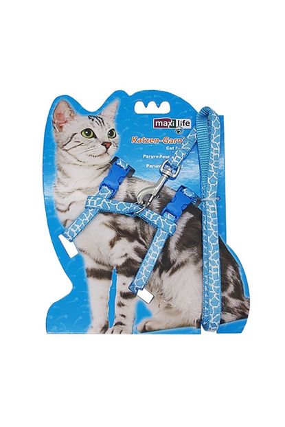 kedi gogus tasmasi leopar desenli mavi