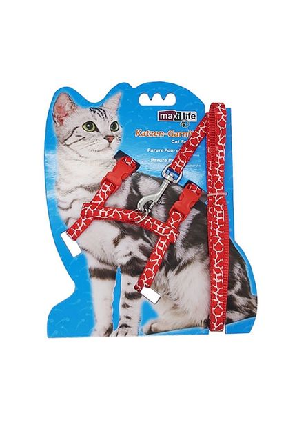 kedi gogus tasmasi leopar desenli kirmizi