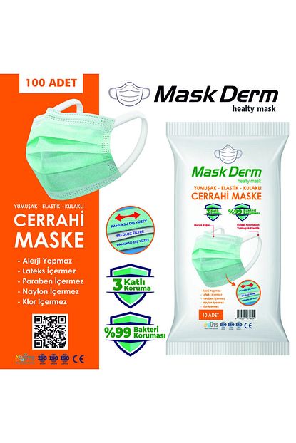 mask derm maskderm cerrahi maske yumusak elastik kullakli filtreli hijyen paket 100 adet mavi fiyati yorumlari trendyol