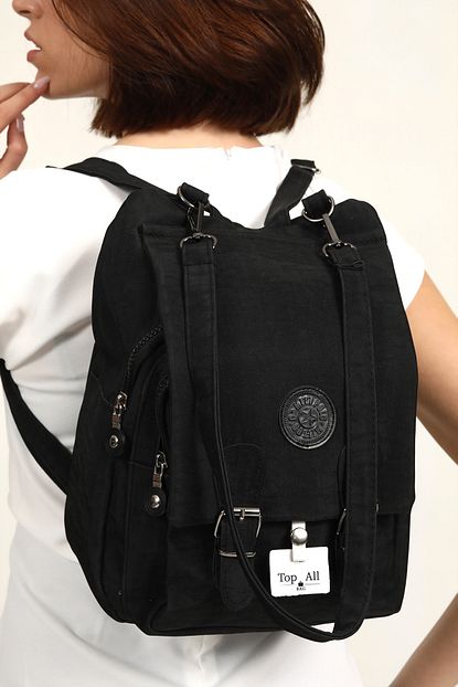top all bag siyah kadin krinkil kumas