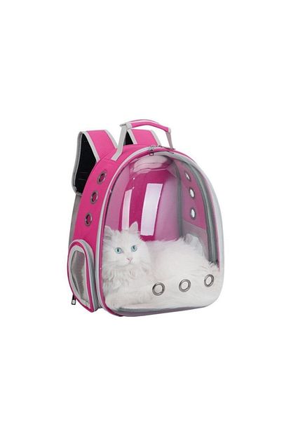 miapet seffaf astronot kedi kopek tasima cantasi 42x22x33cm pembe