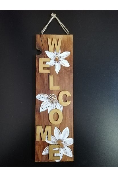 welcome yazili ahsap kapi susu