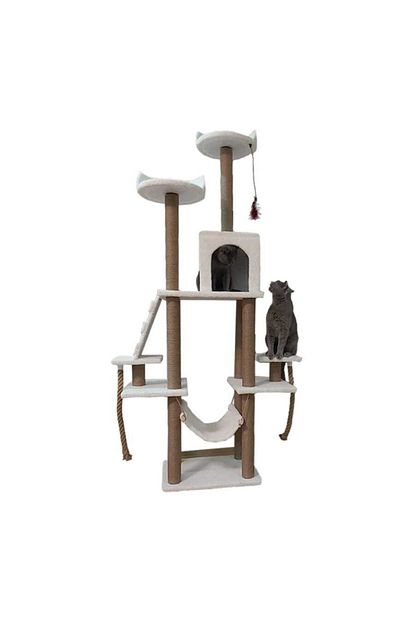 pethome beyaz kedi tirmalama evi ve