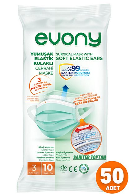 evony cerrahi maske 10 lu 5 paket 50 adet hayat kimya logolu urun fiyati yorumlari trendyol