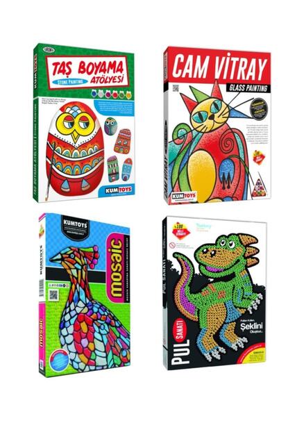 kumtoys tas boyama cam vitray jel mozaik pul sanati etkinlik seti