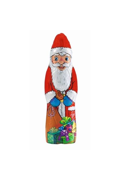 noel baba sutlu cikolata 150 gr 25 cm alman cikolatasi uc boyutlu santa claus yaldizli cikolata