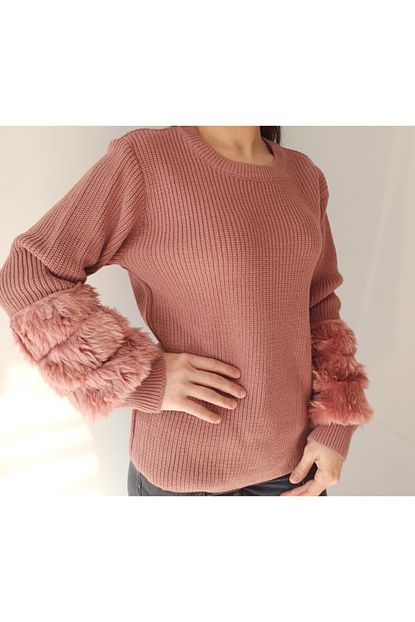 hisset kadin pembe kolu tuylu kazak fiyati yorumlari trendyol