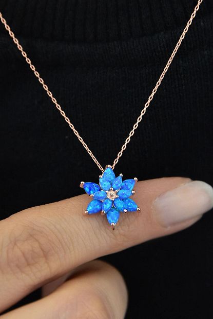 papatya silver kadin mavi opal tasli