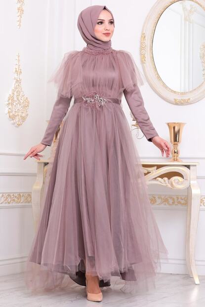 Neva Style Tesetturlu Abiye Elbise Pudra Tesettur Abiye Elbise 41050pd Fiyati Yorumlari Trendyol