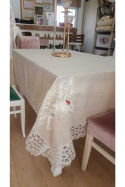 Finezza Bej Fedora Dantelli Gelin Ceyiz Masa Ortusu Trendyol