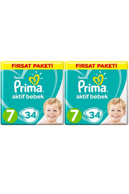 prima bebek bezi 7 beden numara 15 kg 34 lu 2 paket 68 adet fiyati yorumlari trendyol