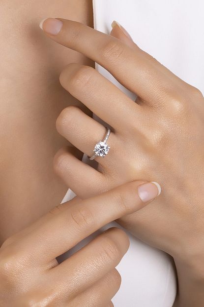 Jewelicon Swarovski Zirconia Kadin Gumus Tek Tas Yuzuk 12 Trendyol