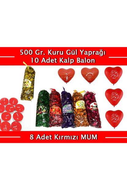 Rennway Renkli Kokulu Gul Yapraklari 500 Gr 10 Kalpli Balon 8 Kirmizi Mum Trendyol