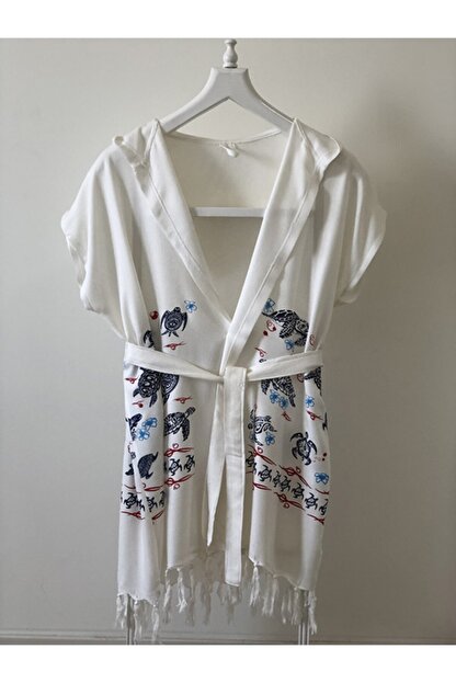 Livaluks Kadin Krem Kaplumbaga Desen Plaj Elbisesi Trendyol