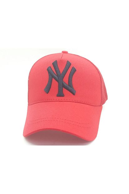 Ozel Yapim Unisex Kirmizi Ny New York Fileli Sapka Trendyol