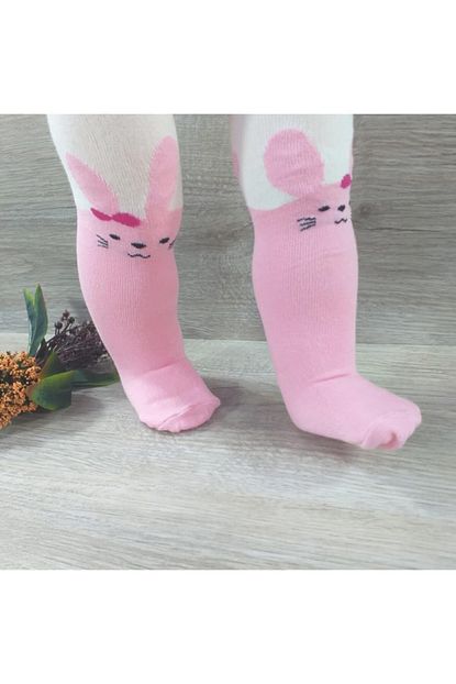 Defne Baby Kiz Bebek Pembe Tavsan Desenli Kulotlu Corap Trendyol