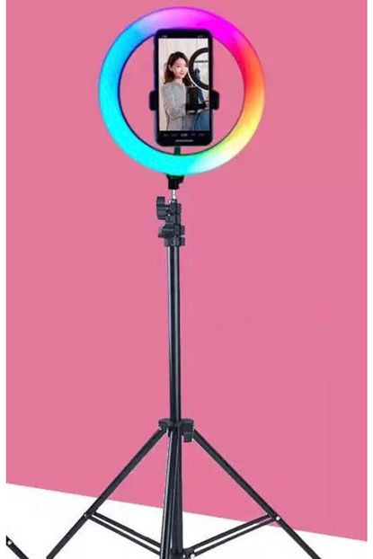 Phonestore Renkli Ring Light Led Surekli Isik 14 Inch Youtuber Light Kuafor Isigi Isik Ayakli Tripod Trendyol