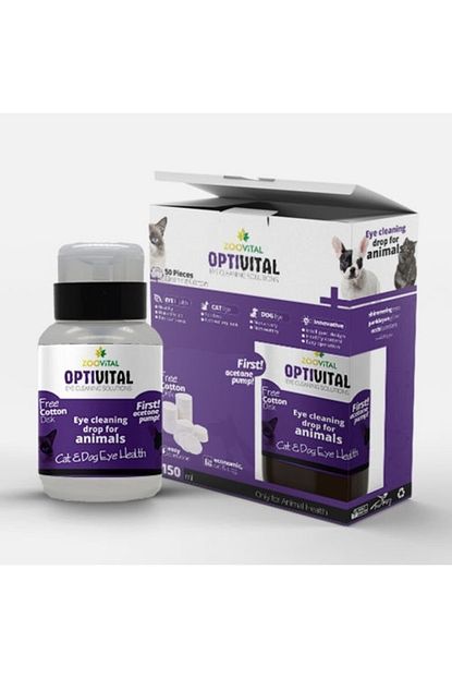 Zoovital Optivital Goz Solusyonu 150ml Aseton Pompali Disk Pamuk Hediyeli Trendyol