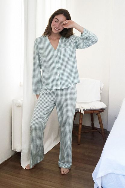 Trendyolmilla Mint Potikareli Dokuma Pijama Takimi Thmaw21pt0001 Trendyol