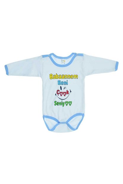 Cantaz Erkek Bebek Babaannem Beni Cok Seviyor Baskili Uzun Kollu Citcitli Body Trendyol