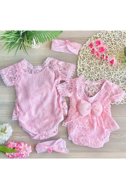 Baby Sosyetistan Dantel Suslu Tulum Bandana Takim Trendyol