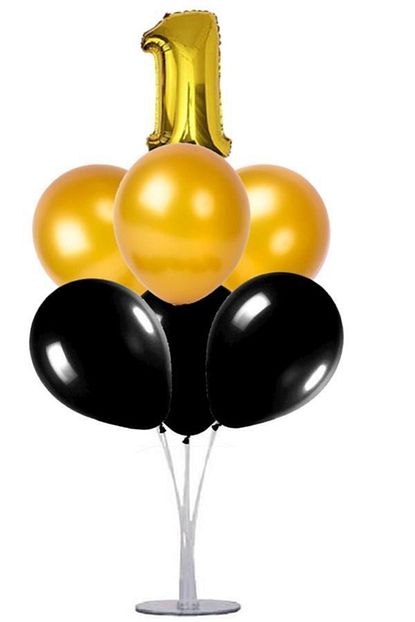 Kullanatparty Yas Dogum Gunu Temali Balon Standi Gumus Siyah Altin1 Rakam Trendyol
