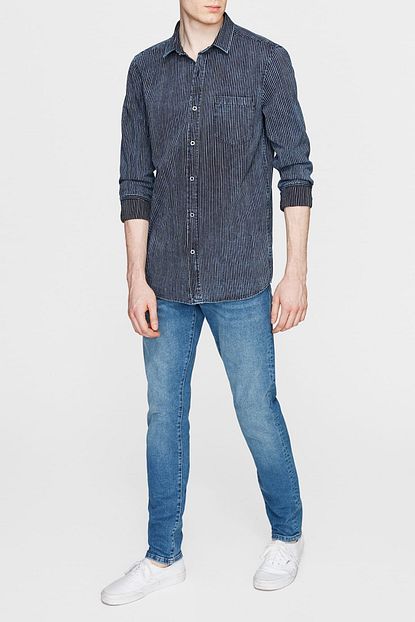 Mavi Erkek Cizgili Indigo Gomlek Trendyol