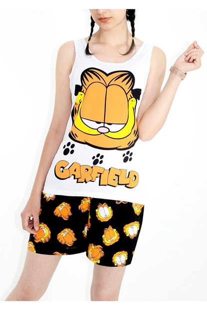Buraklife Garfield Baskili Sortlu Pijama Takimi Trendyol