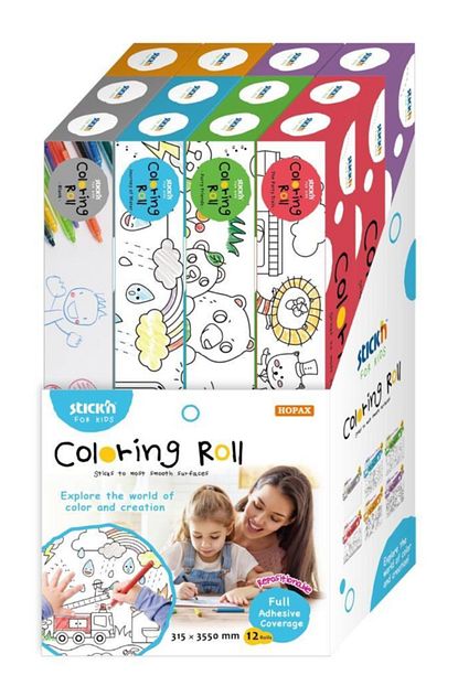 Hopax Stickn Rulo Yapiskanli Boyama Kagidi 6 Desen 315x 35x50cmmm 12 Rulo 29019 Trendyol