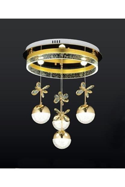 Burenze A Modern Sarkit Power Led Avize Dortlu Concept Urun Gold Sari Beyaz Isik Trendyol