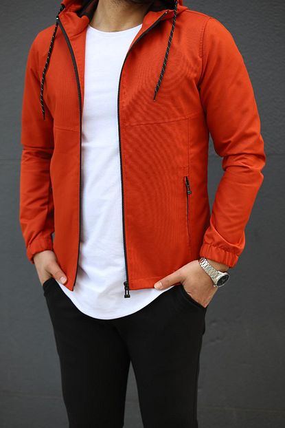 Densmood Erkek Kiremit Duz Renk Slim Fit Yagmurluk Trendyol