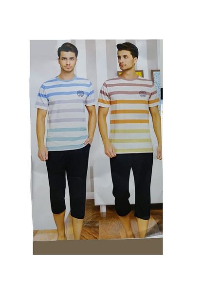 Poleren Erkek Turuncu Cizgili Pijama Takimi Trendyol