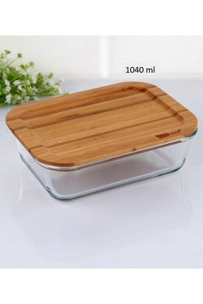 Bamwood Bambu Kapakli Cam Dikdortgen Saklama Kabi 1040ml Trendyol