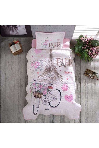 Clasy Pembe Paris Love Tek Kisilik Yatak Ortusu Trendyol