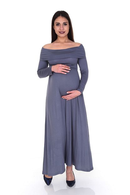 Angel Mom Uzun Kol Hamile Elbisesi Trendyol