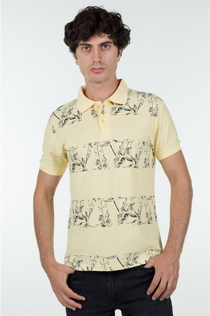 Intellectual Erkek Sari Slim Fit Baskili Polo Yaka Tisort Trendyol