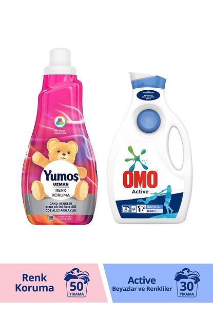 Yumos Extra Uzman Renk Koruma 1200 Ml 50 Yikama Omo Active Sivi Deterjan 1950 Ml 30 Yikama Trendyol