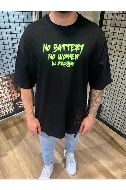 Giraffe Erkek Siyah Oversize No Women No Problem Yazili Tshirt Trendyol