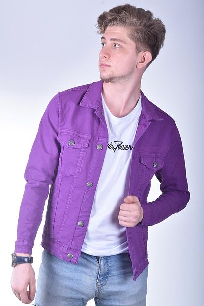 Zenet Jeans Erkek Mor Slimfit Kot Ceket Trendyol