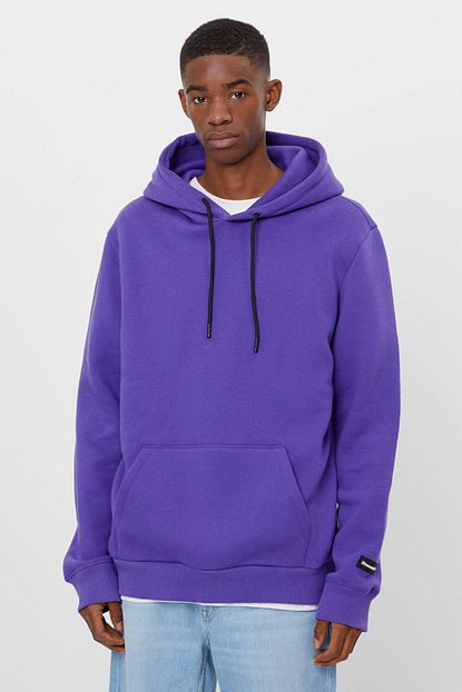Bershka Erkek Mor Kapusonlu Sweatshirt Trendyol