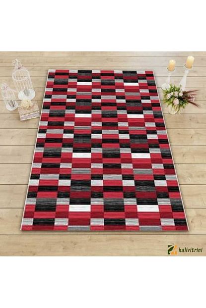 Belemir Yolluk Hali 100x200 Mozaik K298 Kirmizi Trendyol
