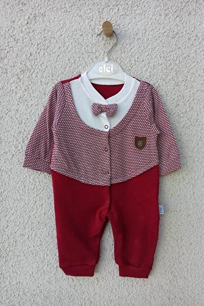 Elci Baby Erkek Bebek Bordo Armali Papyonlu Ayaksiz Tulum 3 6 9 Ay Trendyol
